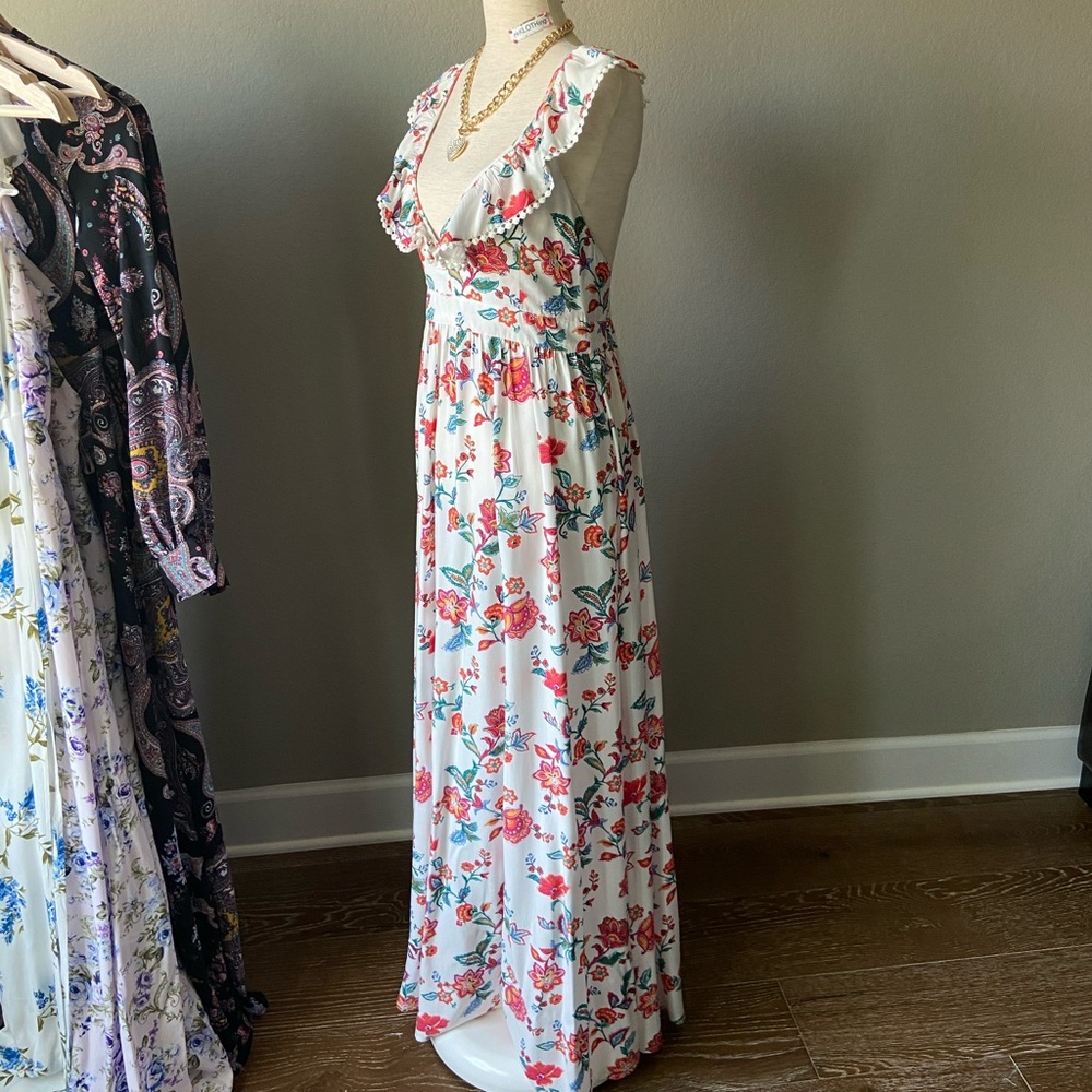 🛍FOREVER 21 Floral Ruffle-trimmed Dress Open-back - Picture 3 of 11